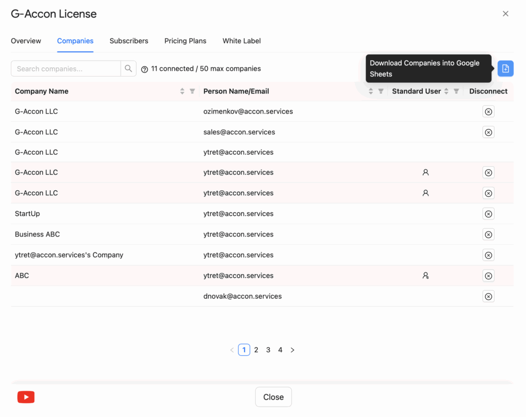 Download organizations list