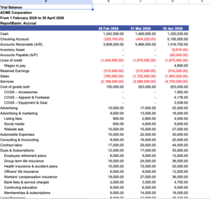 Export Trial Balance into Google Sheet