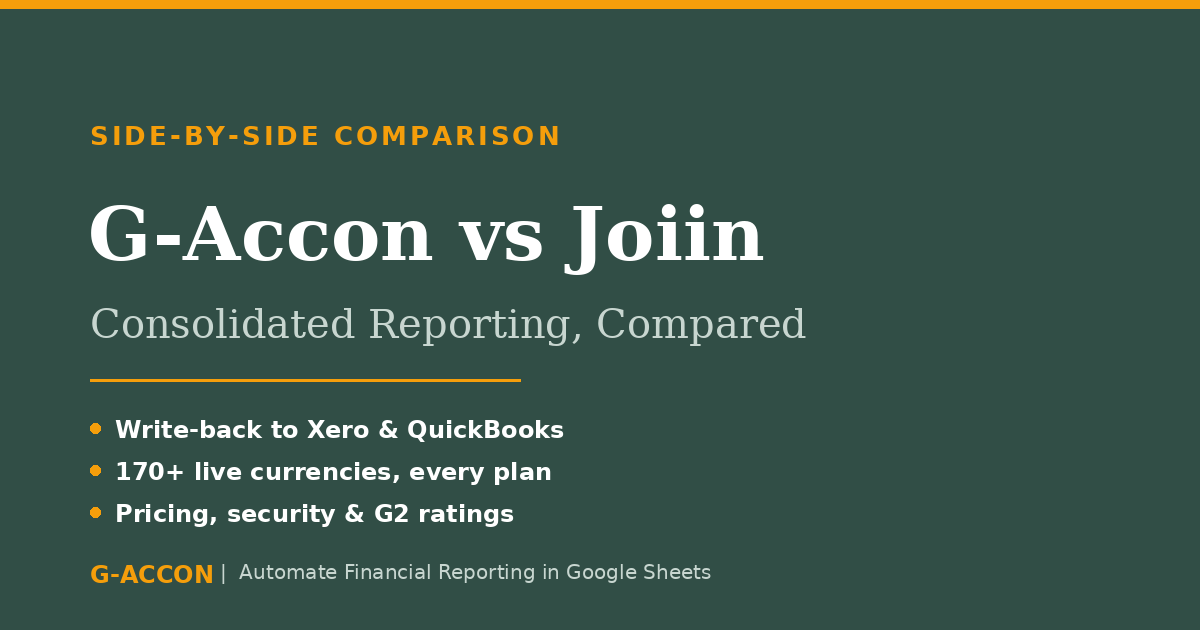 G-Accon vs Joiin consolidated reporting comparison chart